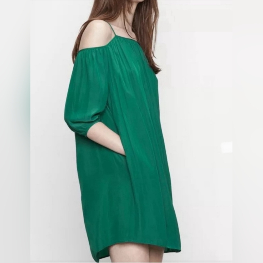 Maje Emerald Green Off The Shoulder Dress Size 3(L) - Picture 7 of 7